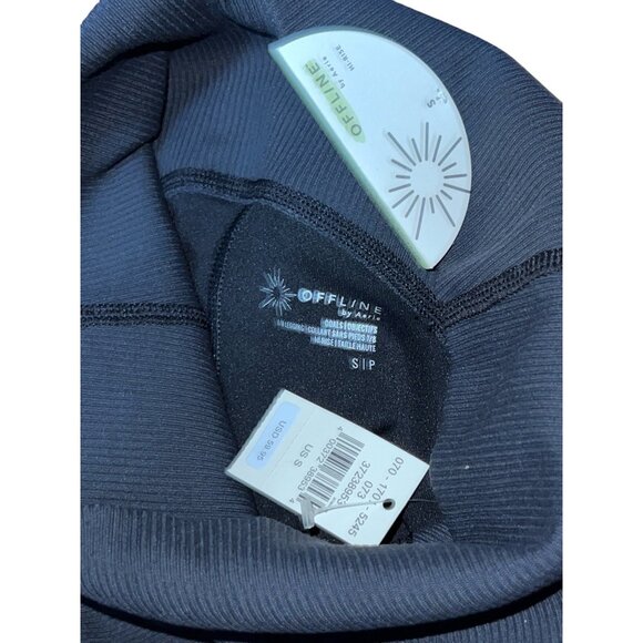 Aerie Offline Goals 7/8 Ribbed Leggings Sz Small Womens Black Workout Active Leg - Picture 5 of 16